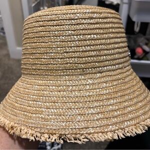 Stylish Tan Straw Bucket Hat